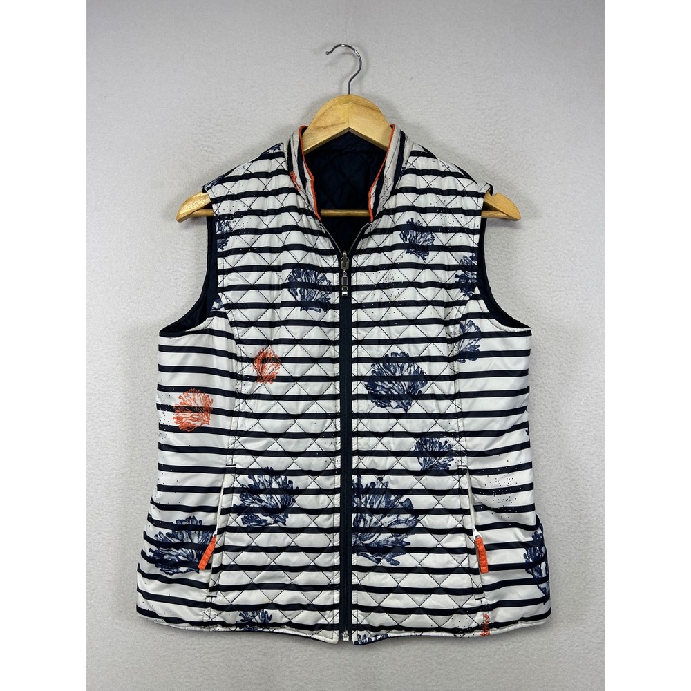 Nautical Coastal Saint James Womens Size 8 Navy White Reversible Quilted Vest